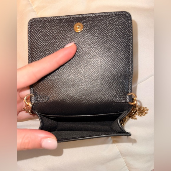 Coach Black Crossbody Card Holder with Gold Chain - Picture 2 of 4